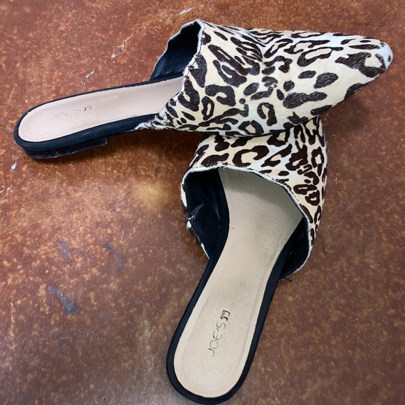 GUC Women’s Joe’s Harper Leopard Calf Hair Slides Mules Flats Sz 8.5 - Picture 2 of 8